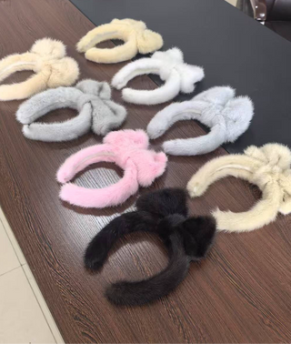Kids Mink Fur Bow Headbands