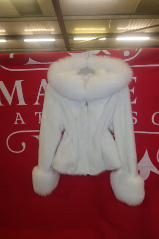 Hooded Bomber Mink Fur Jacket With Fox Cuffs