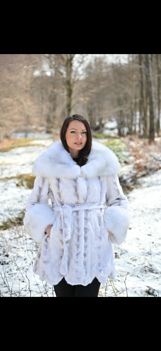 White Mink & Fox Fur Hooded Coat