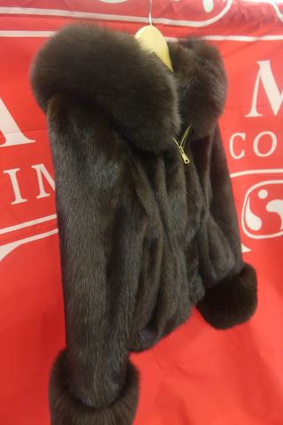 Hooded Bomber Mink Fur Jacket With Fox Cuffs