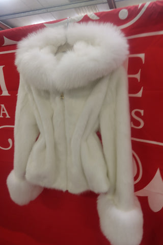 Hooded Bomber Mink Fur Jacket With Fox Cuffs