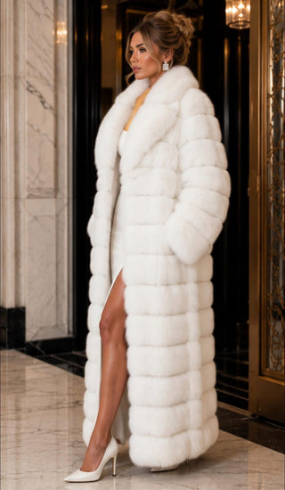 The Monaco Full Length Fox Coat – Ivory White